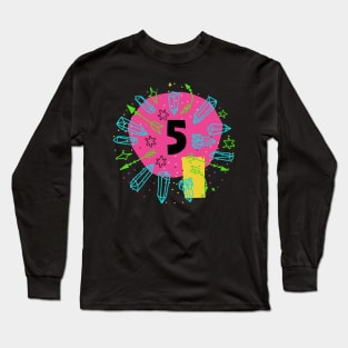 Abstract Celestial Crystals Stars Candy Colors Number Five Long Sleeve T-Shirt